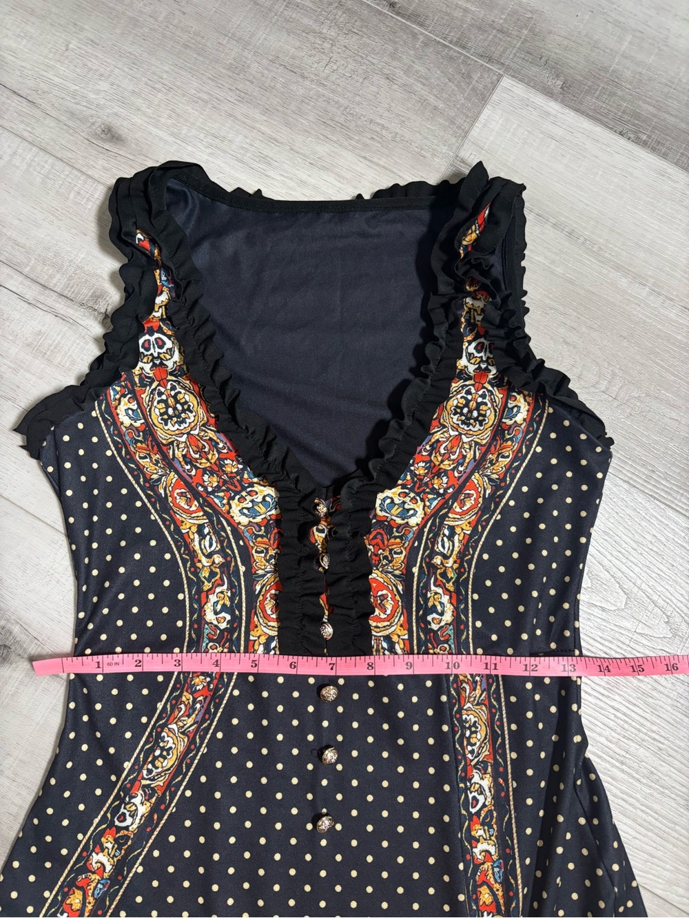 Bohemian Black Floral Print Maxi Dress Sz Small - Picture 9 of 13
